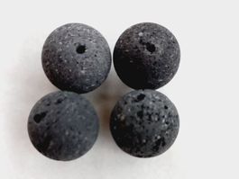4x Lavastein Kugeln schwarz Steine D:12mm