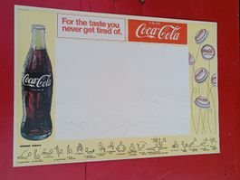 Vintage Werbe Papier Unterlage / Coca Cola - Ausgabe ca 1960