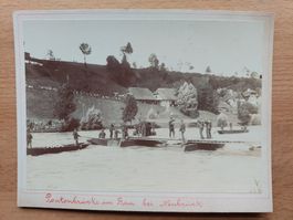 Antikes original Foto Pontonbrücke im Bau bei Neubrück