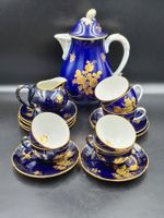 Kobaltfarbenes Langenthal Coffeeservice für 7Per Goldmalerei
