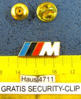 BMW M LOGO AUTO SCHMUCK-PIN ENAMEL GOLDIG mit SECURITY-CLIP