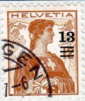 AUFBRAUCHAUSGABE HELVETIA BRUSTBILD GESTEMPELT - AU15