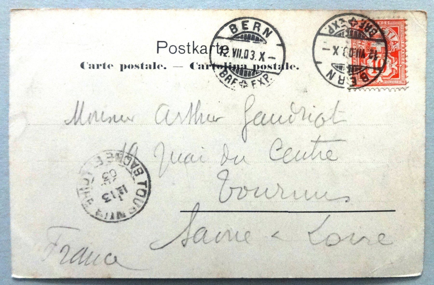 Cartoline postali: Bern, untere Stadt und Alpen – Difettoso da Fétigny venduto da Billy2miny 1