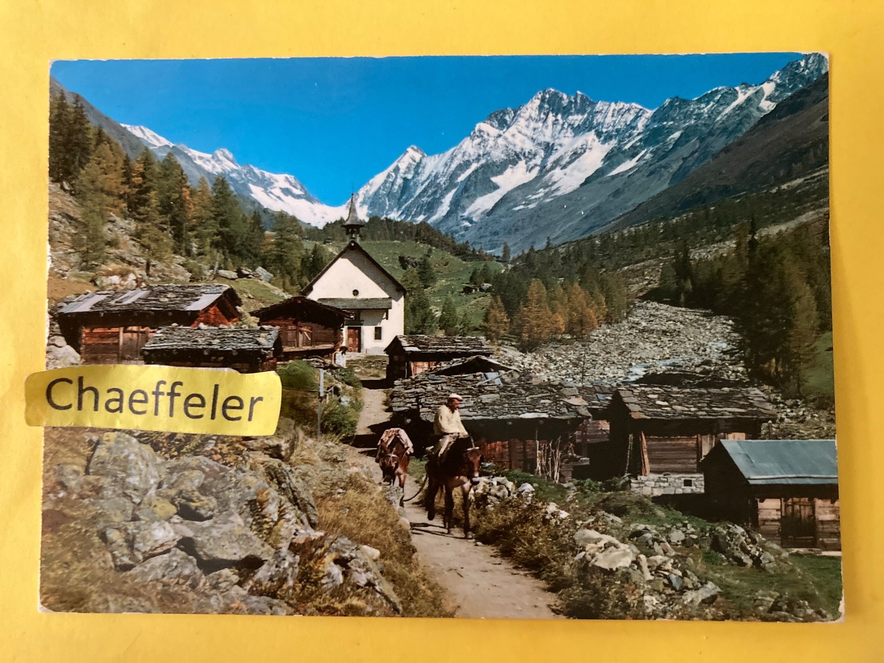 Cartoline postali: Lötschental, Kühmatt mit Schinhorn – Usato da Zürich venduto da Chaeffeler