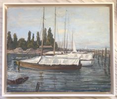 Ölgemälde - Untersee - Steckborn - sign. R. Baumann 1955