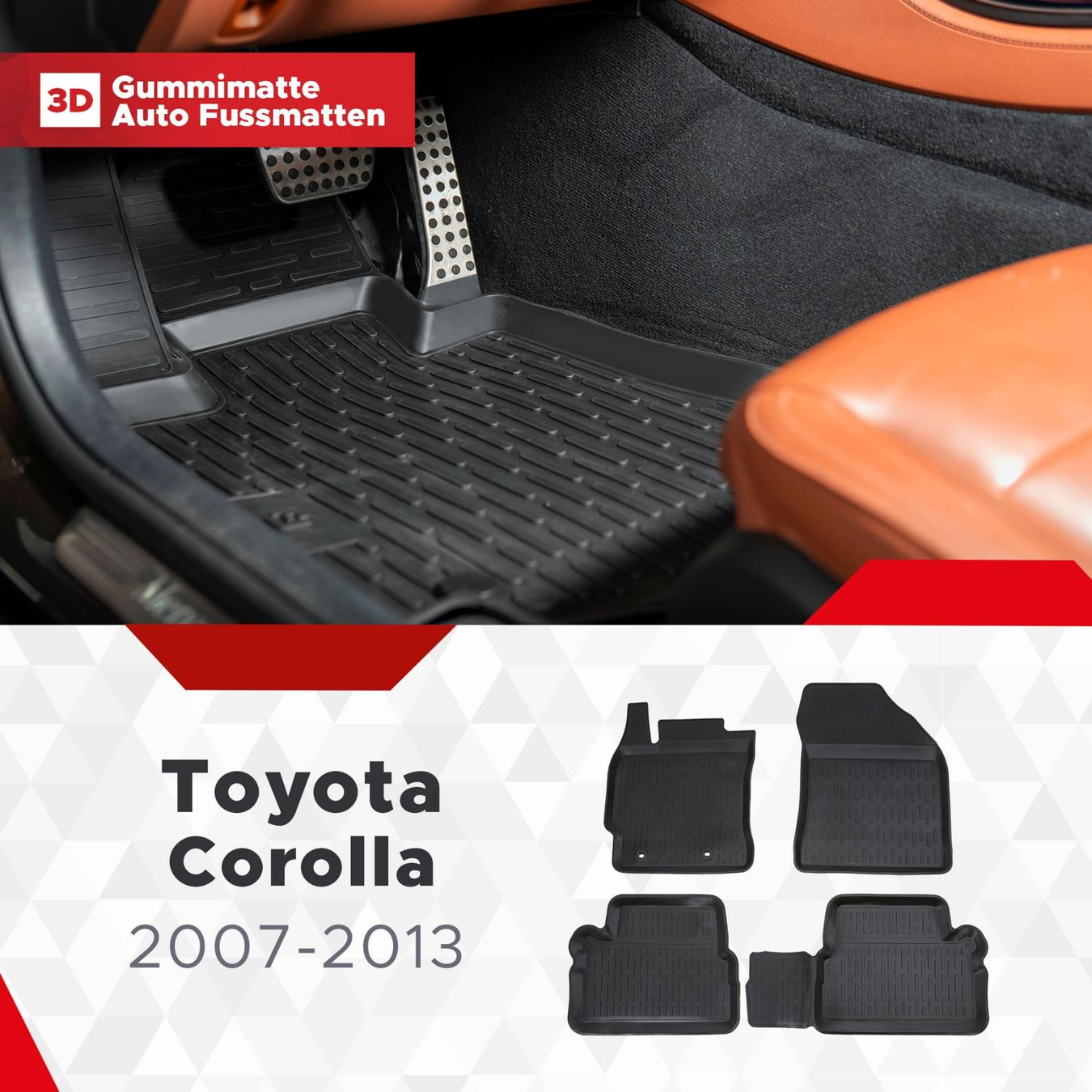 Toyota Tappeti & Tappetini: 3D Toyota Corolla Fussmatten 2007-2013 – Nuovo e nell'imballaggio originale da Zürich venduto da MyFussmatten