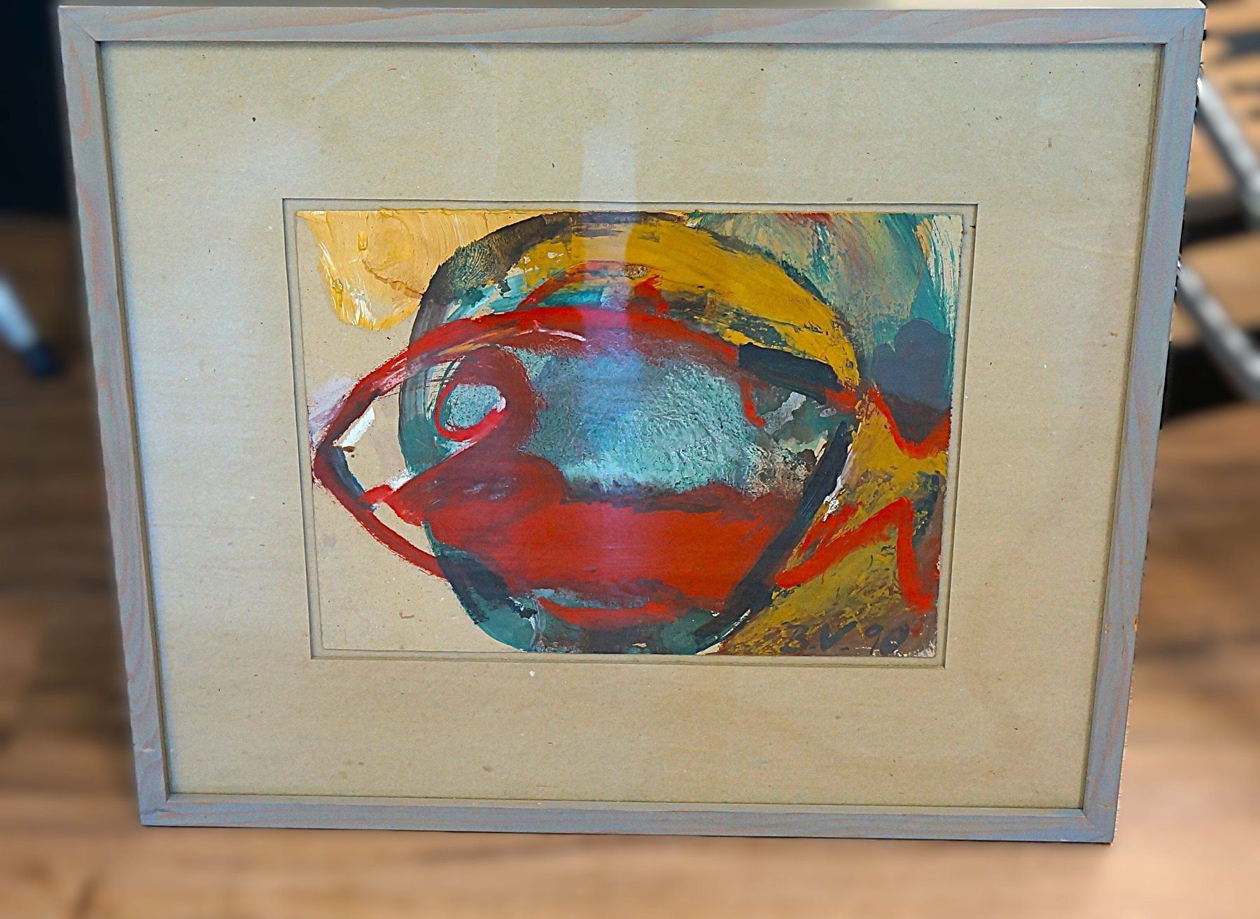 Gemälde: 3000 CHF Bernd Völke "Kopf/Fisch" 1990 Ref. 76 – Gebraucht aus Basel von Kaffee_und_Kunst 3