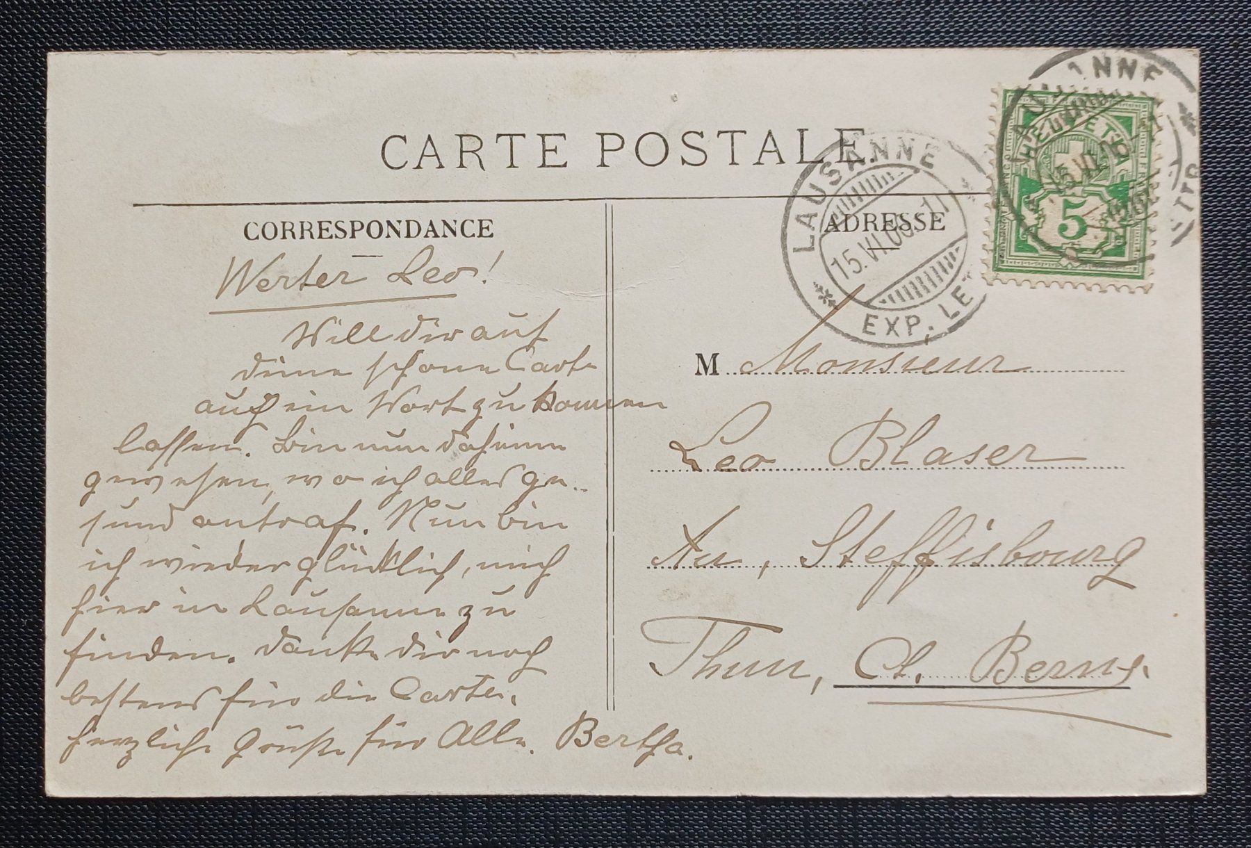 Cartoline postali: AK Boulevard de Grancy LAUSANNE 1906 – Usato da Brittnau venduto da simionius 1