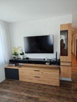Wohnwand Massivholz Eiche schwarz Glas,modern,guter Zustand