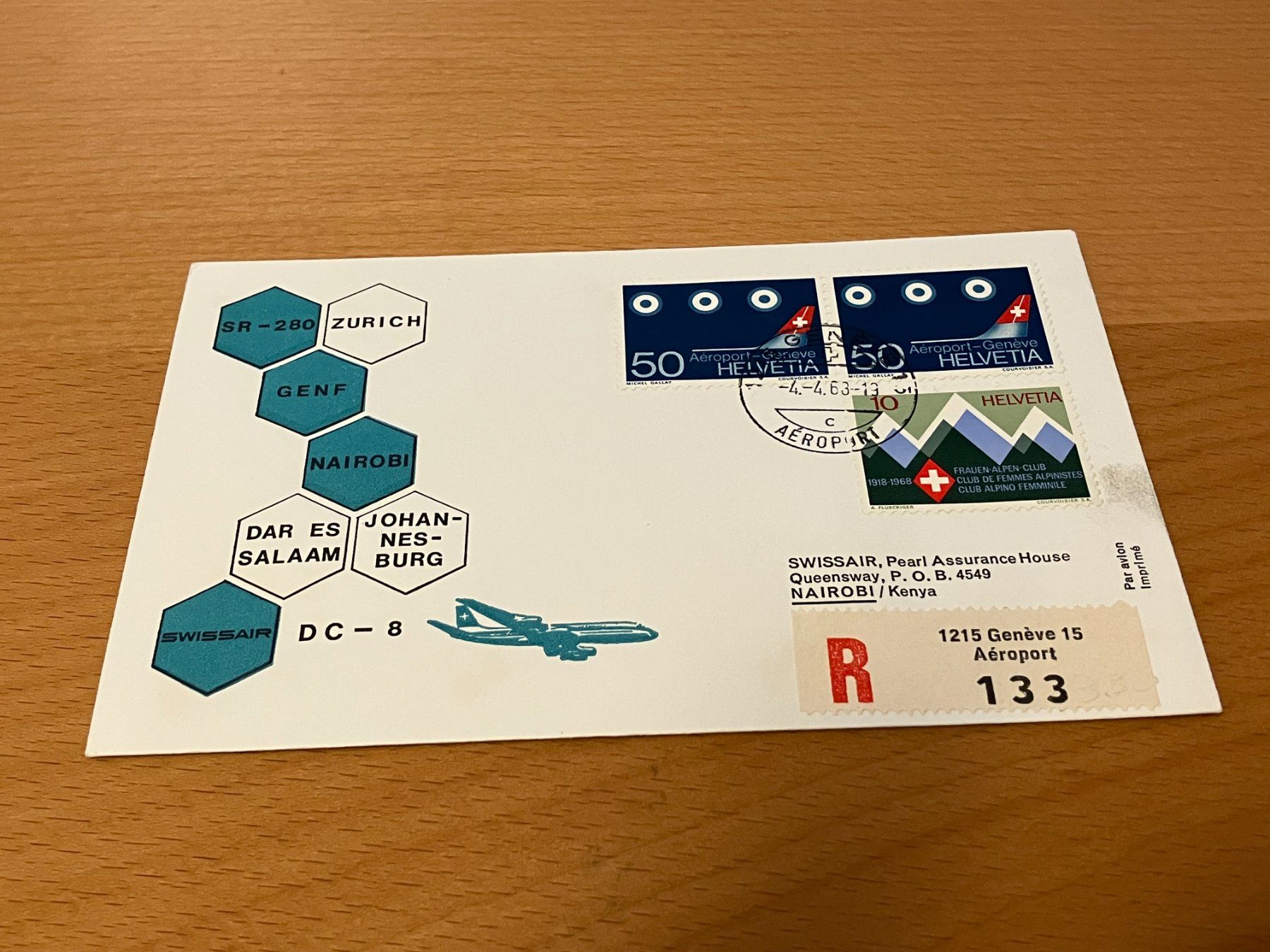 Alle Briefmarken: Swissair Einschreiben – Gebraucht aus Koblenz von mar_c2pj
