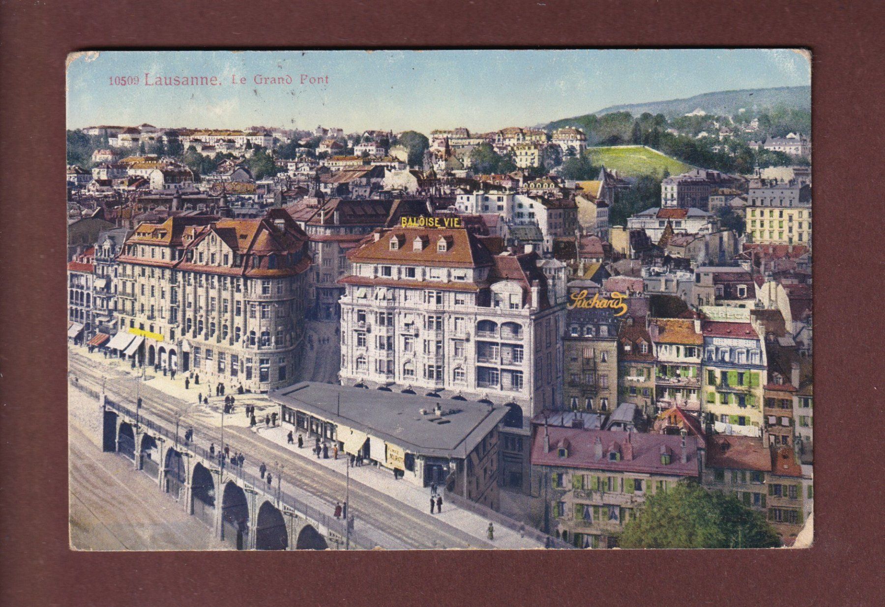 Cartoline postali: LAUSANNE - Grand Pont - Suchard - 1916 – Usato da Pully venduto da nicecards