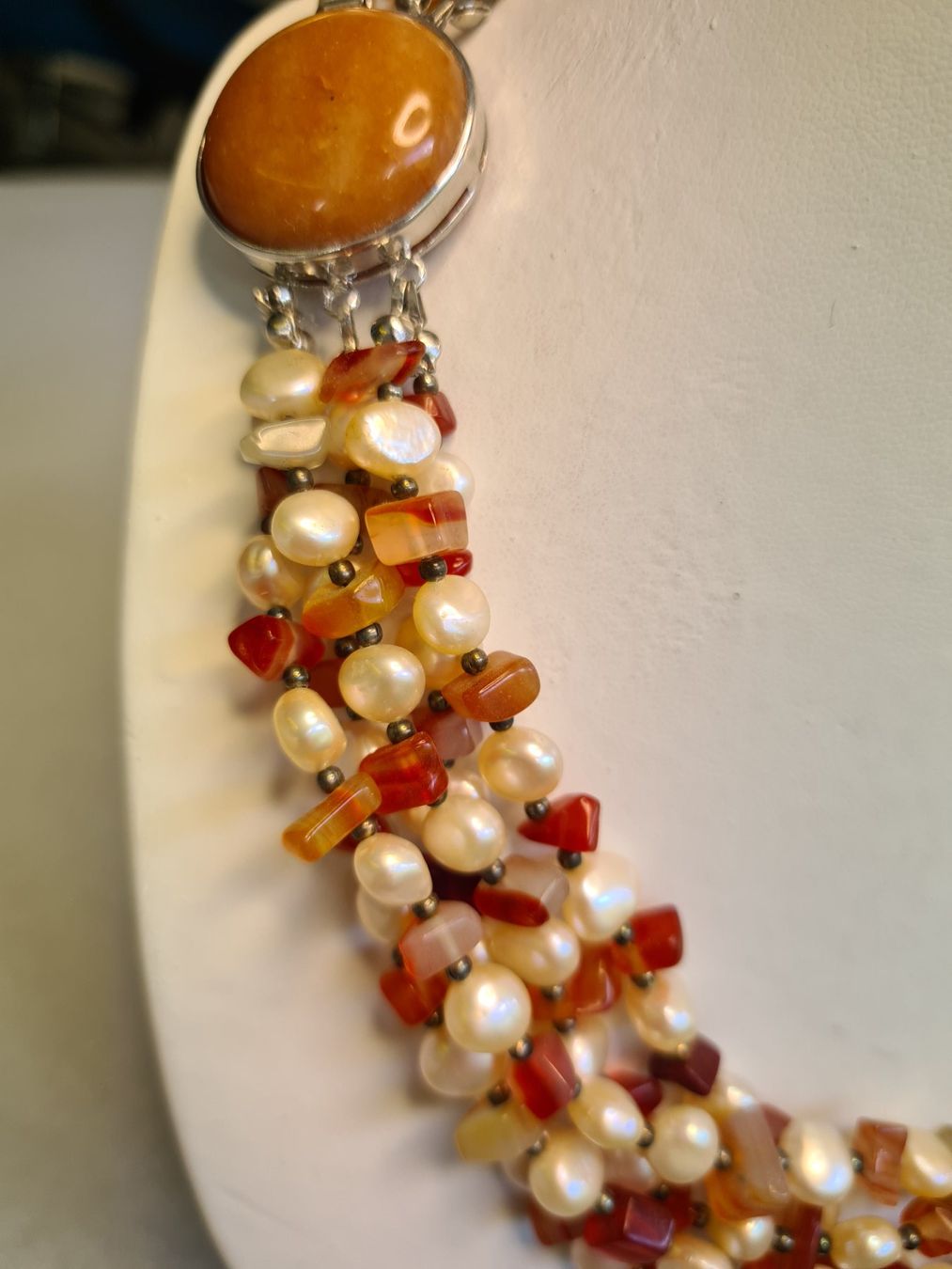 Catenine: Perlen Collier mit Stein und rotem Carnelian Grösse 52 cm – Nuovo (secondo la descrizione) da Zürich venduto da benedikt12 3