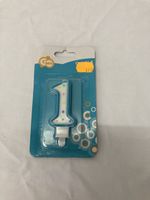 Neue Geburtstagskerze Zahl 1, farbig gepunktet, 7.5 cm