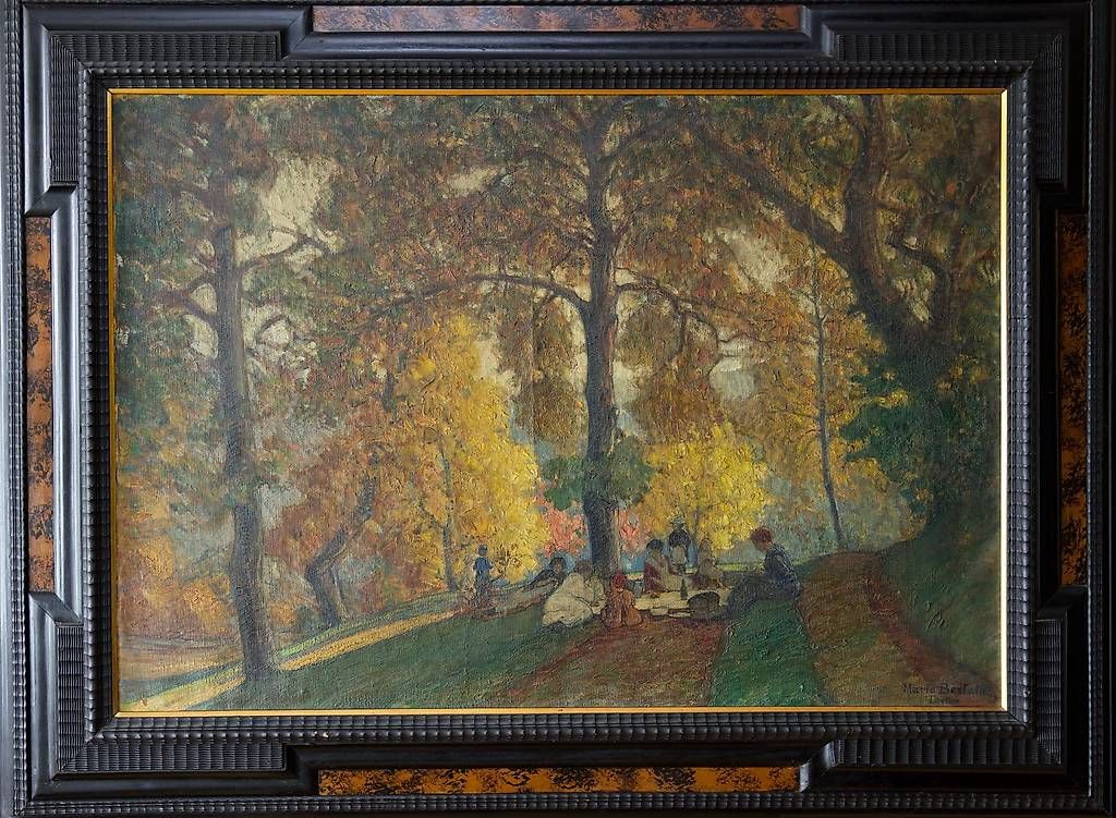 Dipinti: Ölbild, Picknick im Herbstwald, Mario Bertola – Usato da Hagenbuch ZH venduto da Consus 1