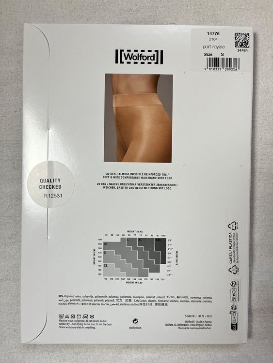 Bas Satin Touch Bas Stay-up Wolford Satin Touch 20 DEN - Beige Caramel - Taille M - Tige Fine Avec Dentelle Bas Luxe Femme
