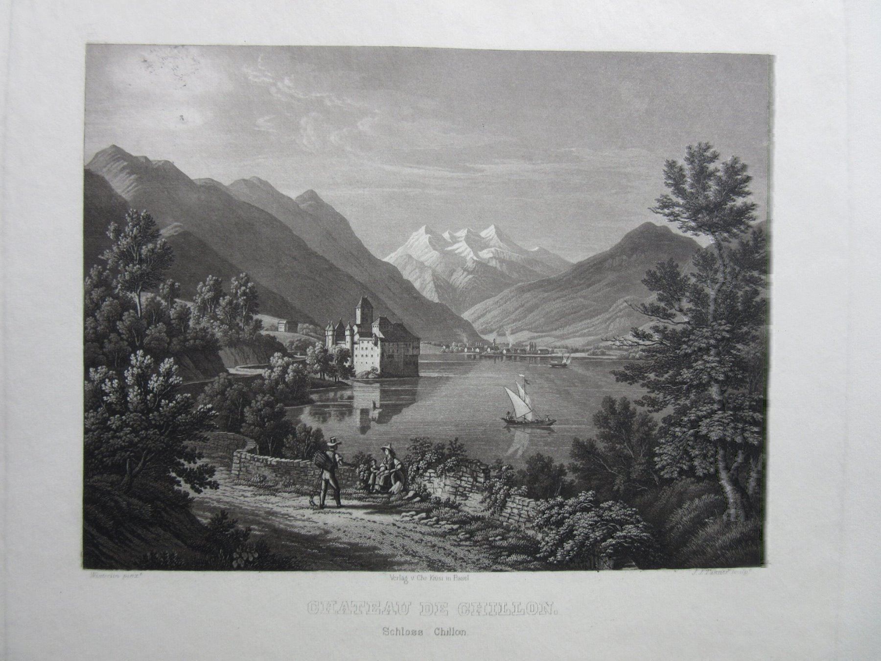 Stiche: SCHLOSS CHILLON  AQUATINTA BLATTGRÖSSE CA. 32X25 CM – Gebraucht aus Gersau von grafik-kunst