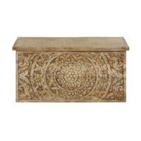 Coffre Maisons du Monde Tahina manguier gravé 83,5 cm