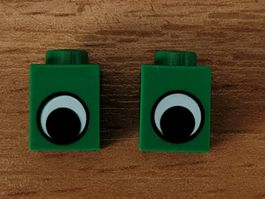 Lego - 2x Brique vert (avec des yeux) spécial