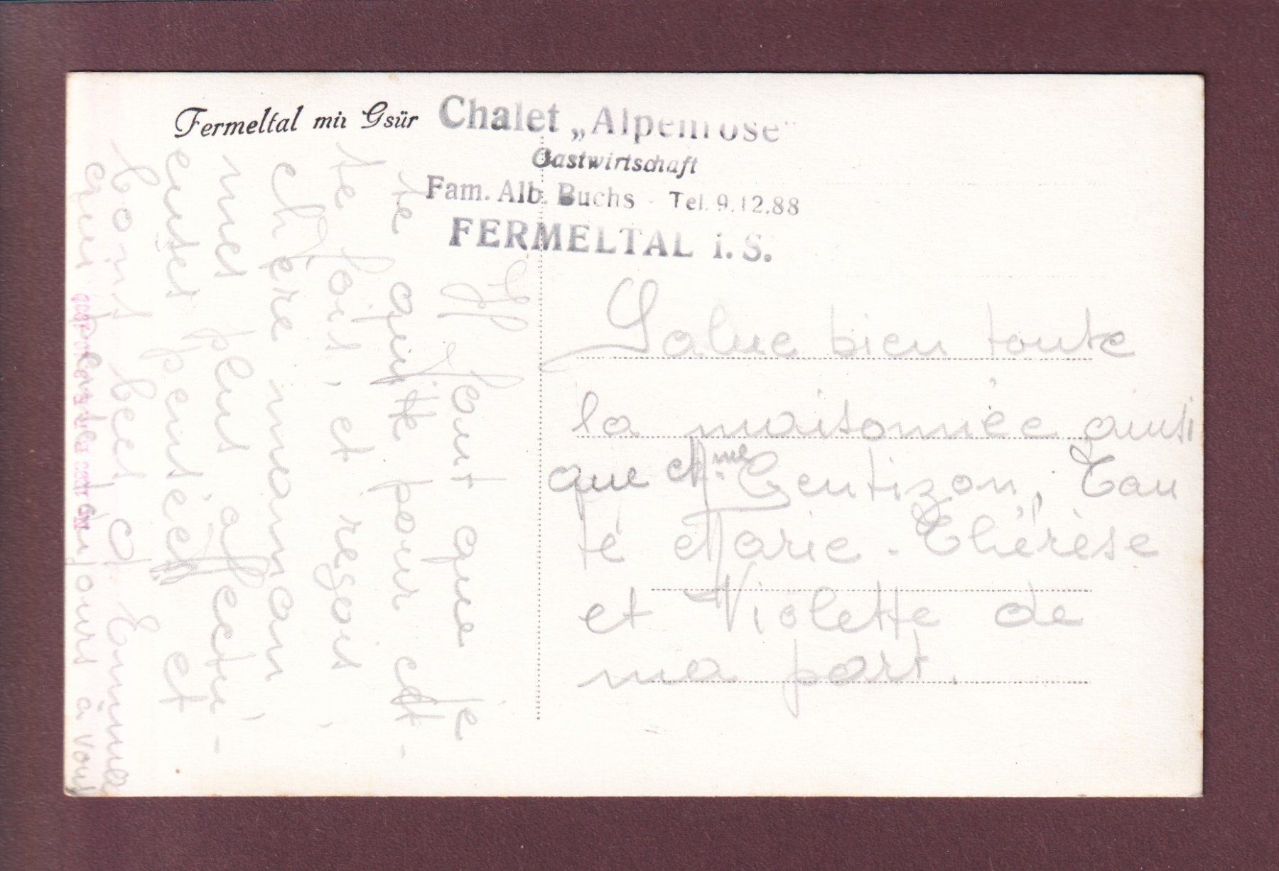 Cartoline postali: FERMELTAL - Gsür - Chalet Stempel – Usato da Pully venduto da nicecards 1