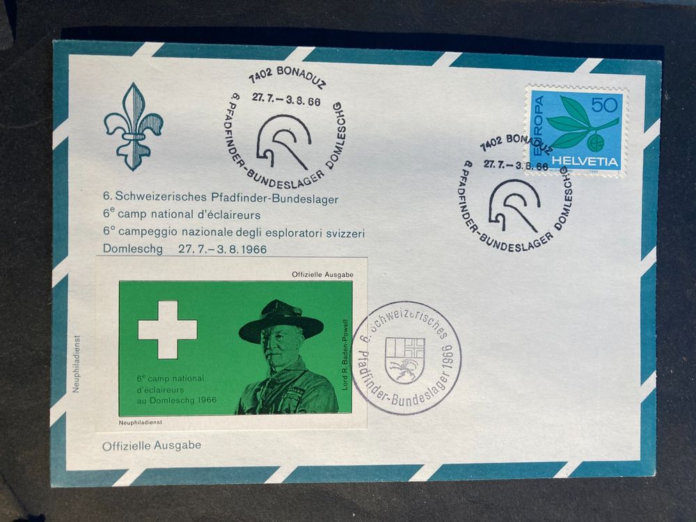 Schweiz 1966 Sonderstempel+Vignette g Pfadfinder Bundeslager 1
