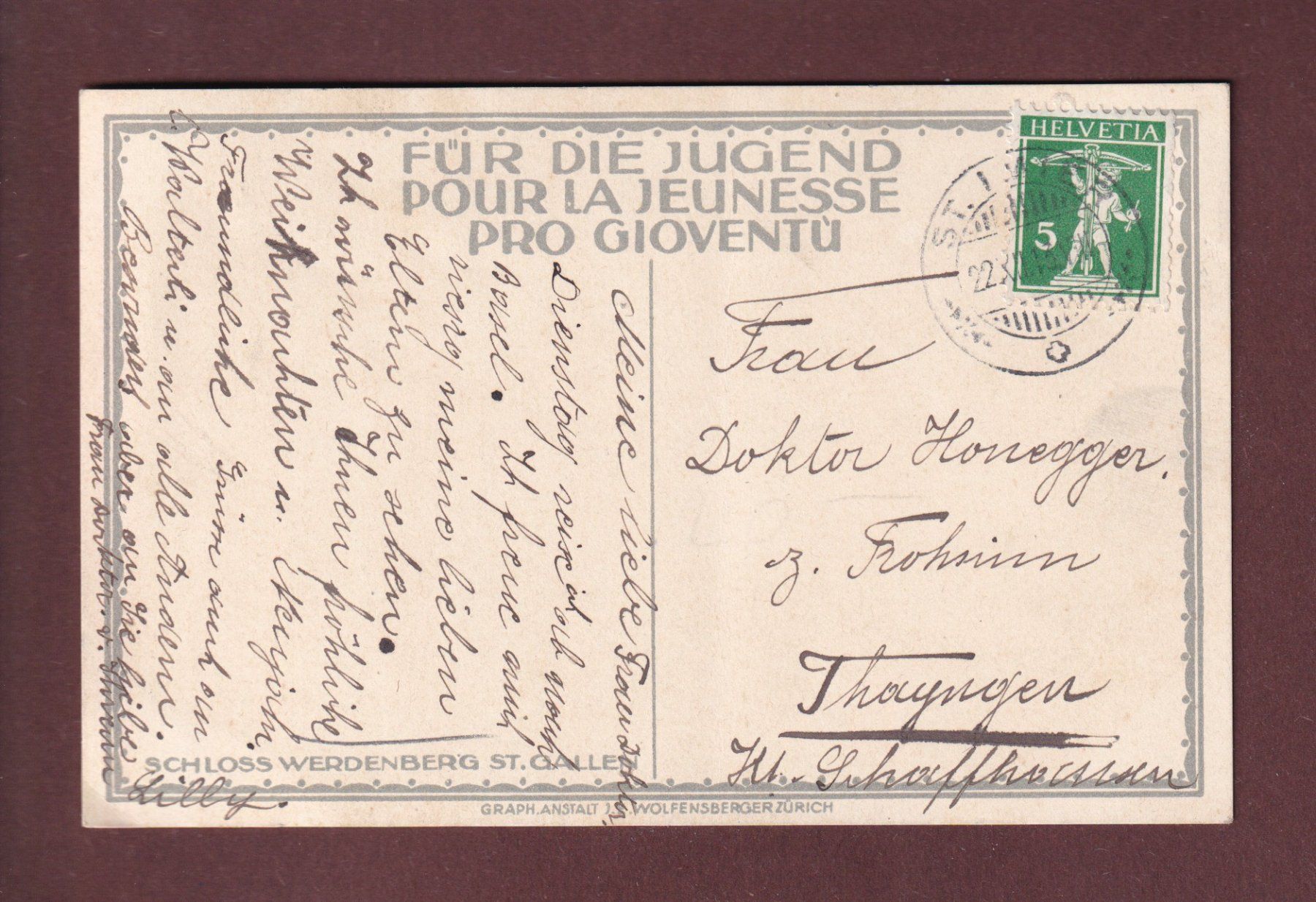 Cartoline postali: ST. GALLEN - Schloss Werdenberg - 1913 – Usato da Pully venduto da nicecards 1