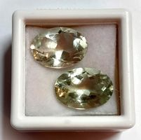 2x Améthystes vertes ovales 14x10 mm - 10.71 ct