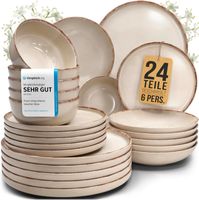Steingut Geschirrset 24-teilig im Landhausstil