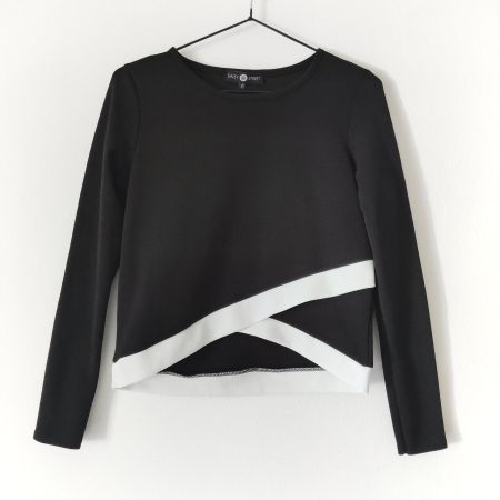 DAISY ONLY Kurz- Pulli Bluse Shirt geometrisch schwarz Gr.S