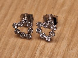 Diamant Ohrstecker 18K Weissgold (punziert 750) Herzform