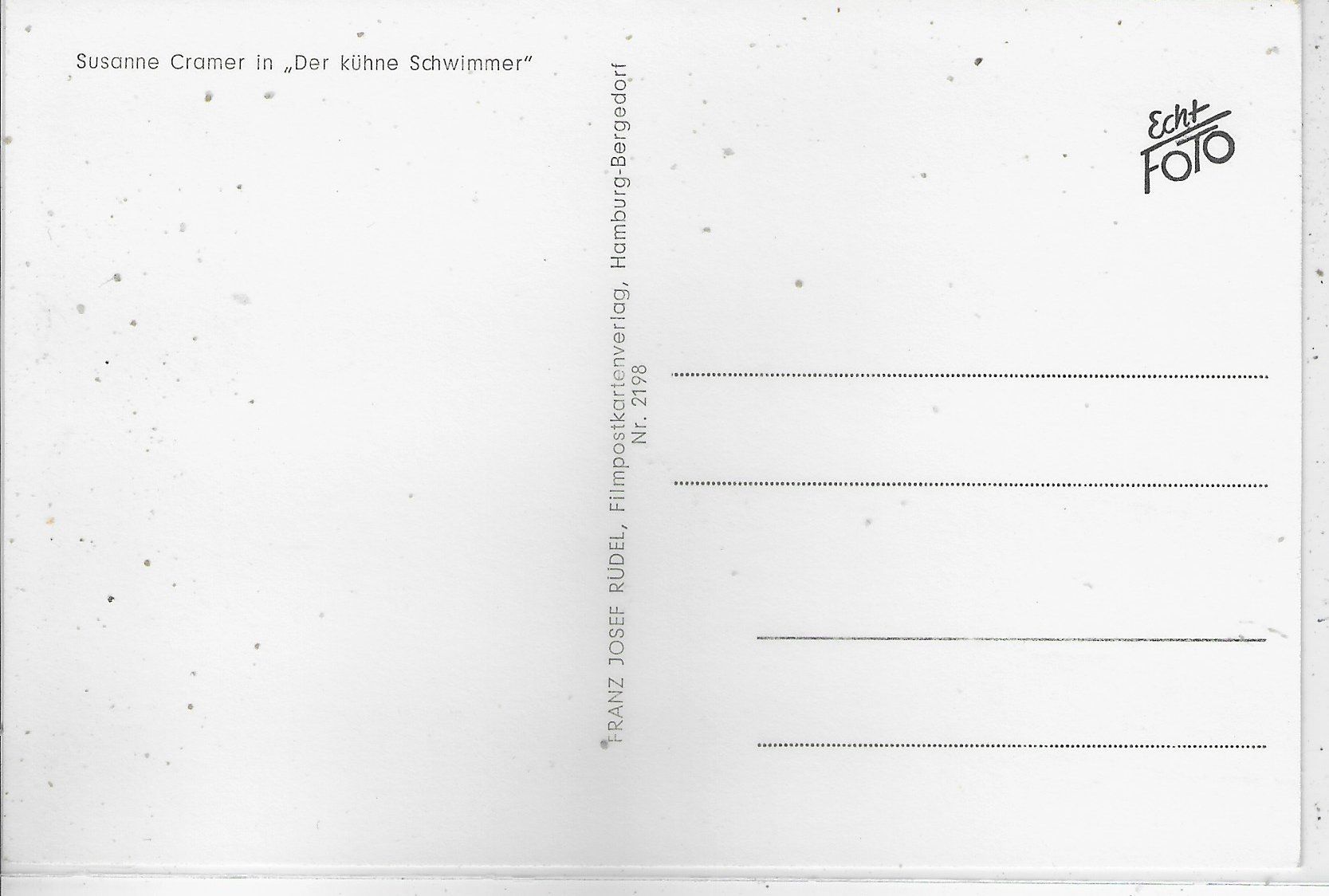 Cartoline postali: Susanne Cramer in "Der kühne Schwimmer" UFA – Usato da Ettingen venduto da Kartenplanet 1