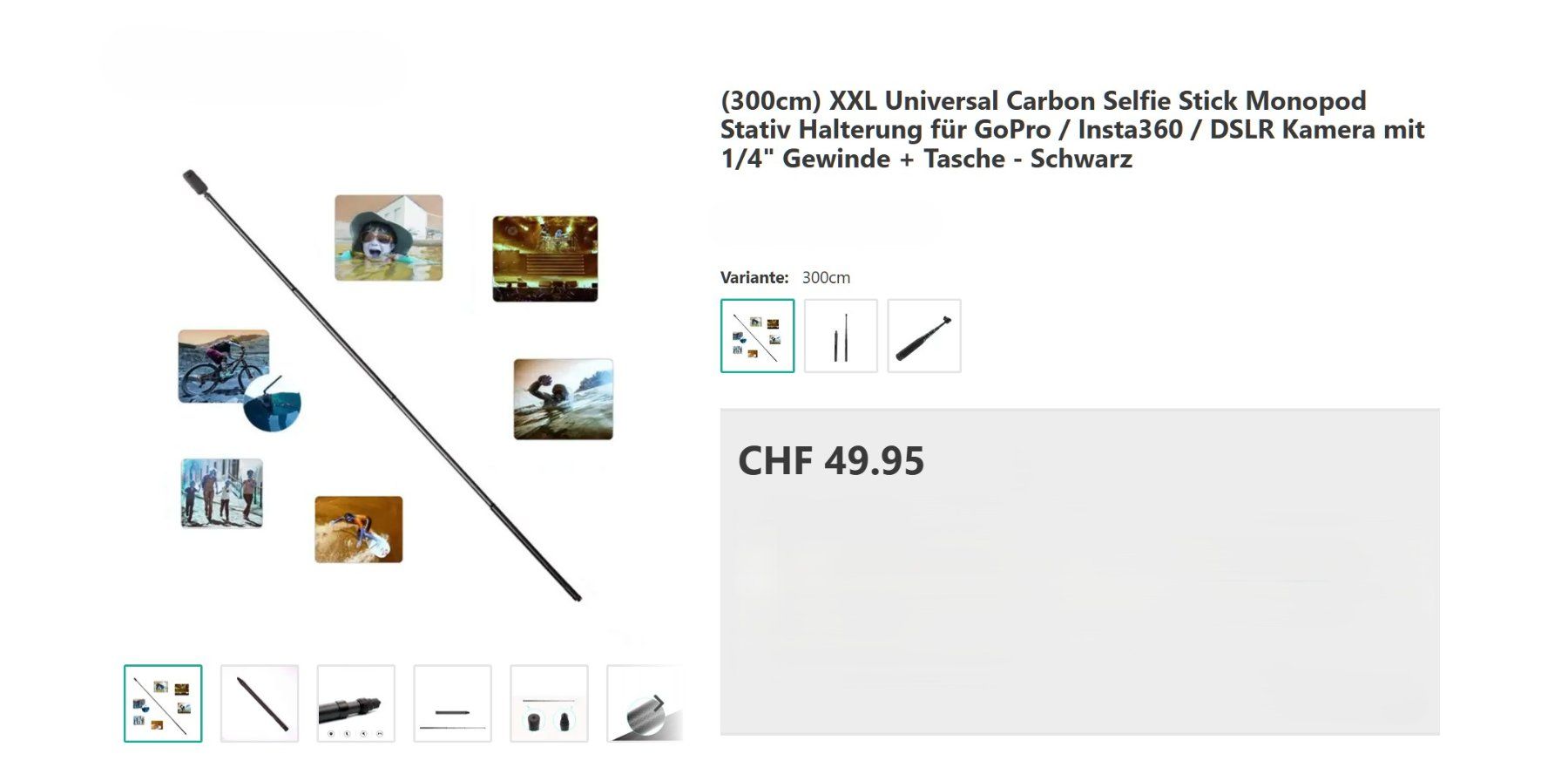 Staffe: Universal Carbon Selfie Stick (Monopod) – Nuovo (secondo la descrizione) da Hallau venduto da Pali02