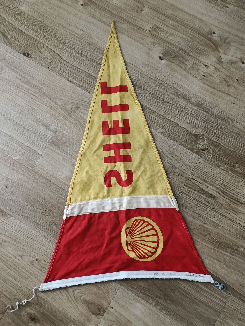 Shell Bandiere: Grosser alter Werbe Stoff Fahne / SHELL ca. 1930 – Usato da Brugg AG venduto da Ente015 5