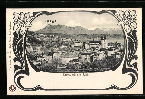 Ansichtskarten: AK Luzern, Ortsansicht mit dem Rigi – Gebraucht aus Berlin von bartko-reher