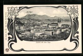 AK Luzern, Ortsansicht mit dem Rigi