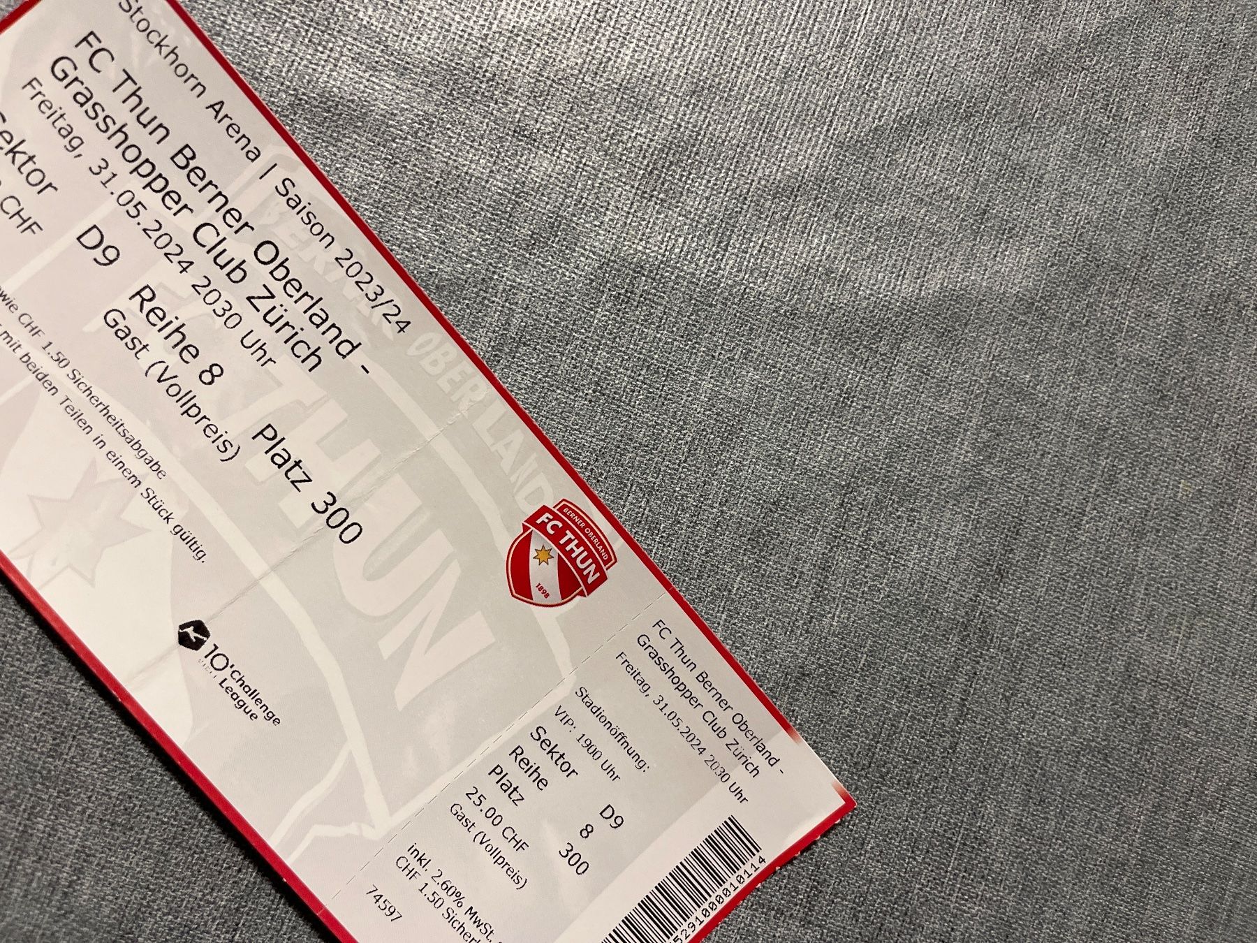 Tickets: Ticket   Thun - GC  Fänsektor D9 – Neu und originalverpackt aus Fehraltorf von