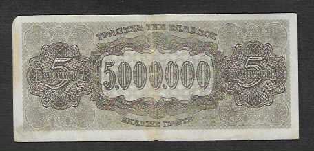 Banconote: GREECE  5.000.000 Drachme 1944 Gebraucht – Usato da Gordola venduto da coinsandnotes 1