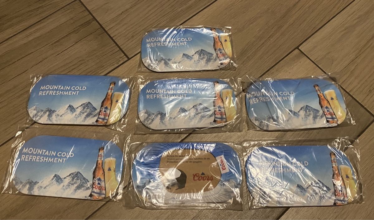 Sci: 7 x Ski Brillen Schutz Coors Beer – Nuovo e nell'imballaggio originale da Wengen venduto da rotstock1696