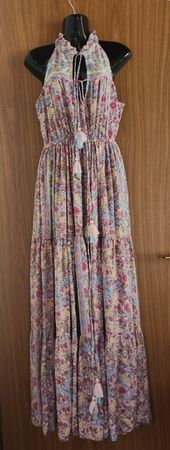 Robe longue d'été en soie, taille unique, imprimé floral.