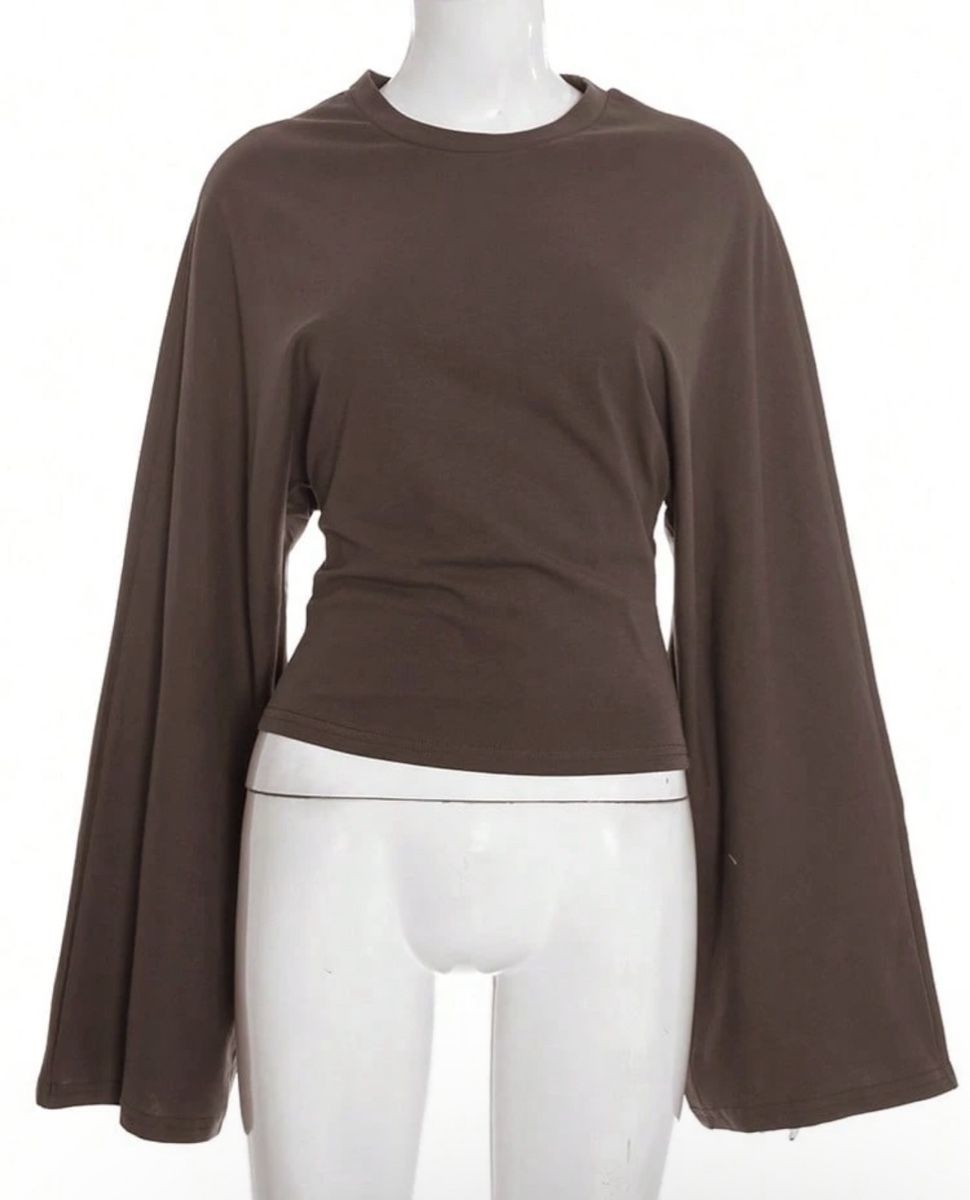Top: Braunes Langarmshirt mit weiten Ärmeln – Usato da Neerach venduto da irasan