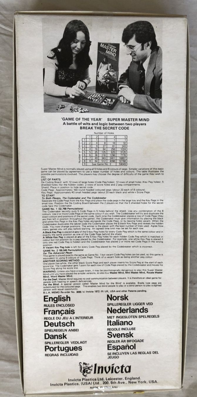 Invicta Giochi: SUPER MASTERMIND - Invicta - 1972 – Usato da Schaffhausen venduto da durruti 4