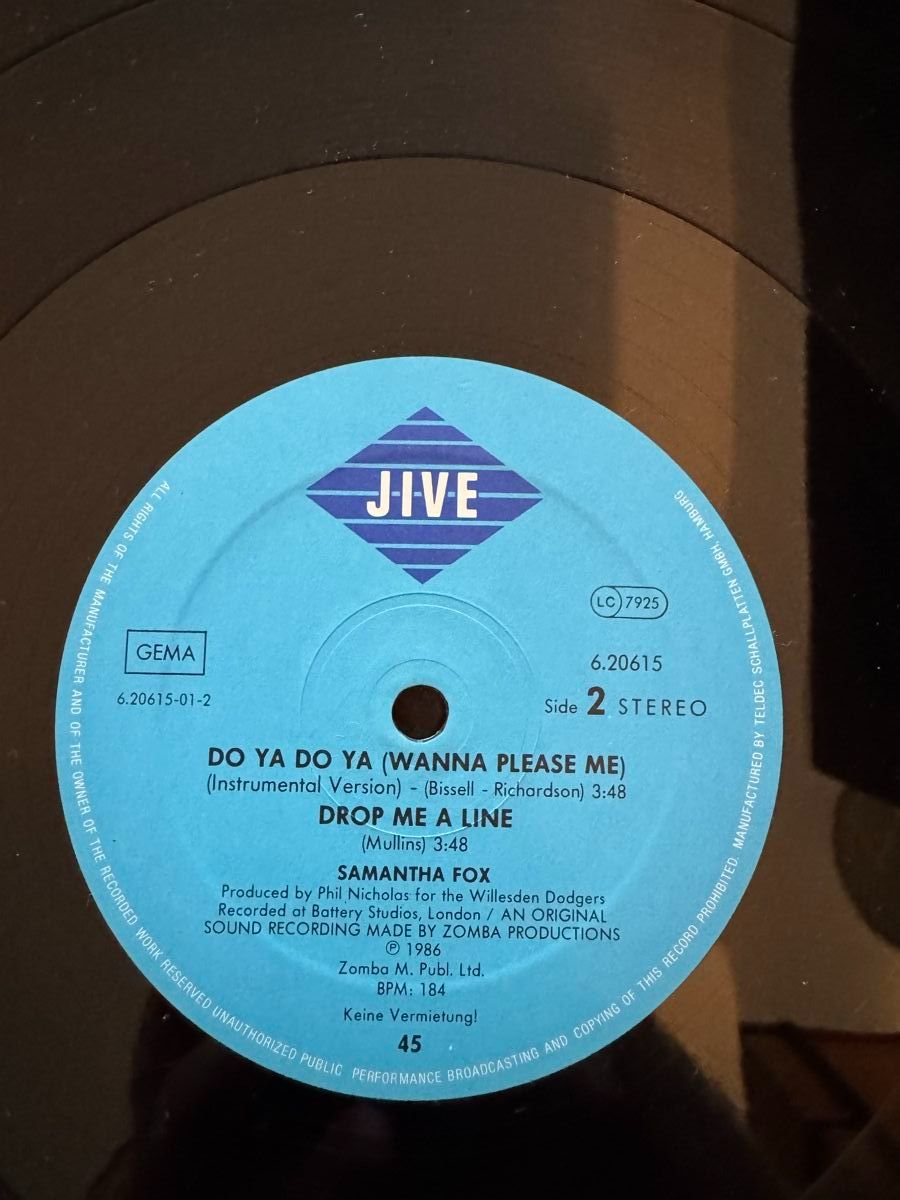 Dischi in vinile: Samantha Fox - Do Ya Do Ya - 12" Maxi - 80s - Top Preis – Usato da Rorbas venduto da BlackstarRecords 3