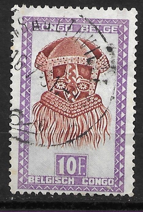 Tutti i francobolli: Belgisch-Kongo 1948: Tanzmaske – Usato da Zürich venduto da Rainstamps
