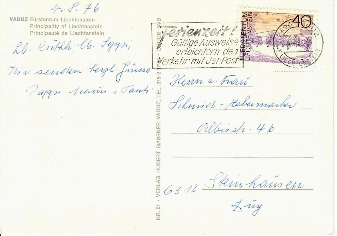 Cartoline postali: Liechtenstein – Usato da Hochdorf venduto da Ziegel-16 1
