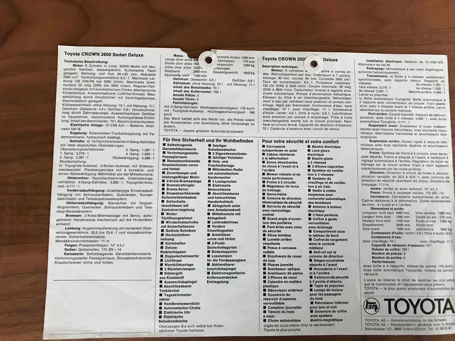 Toyota Documenti: Toyota Prospekt – Usato da Balterswil venduto da Jeko1967 1