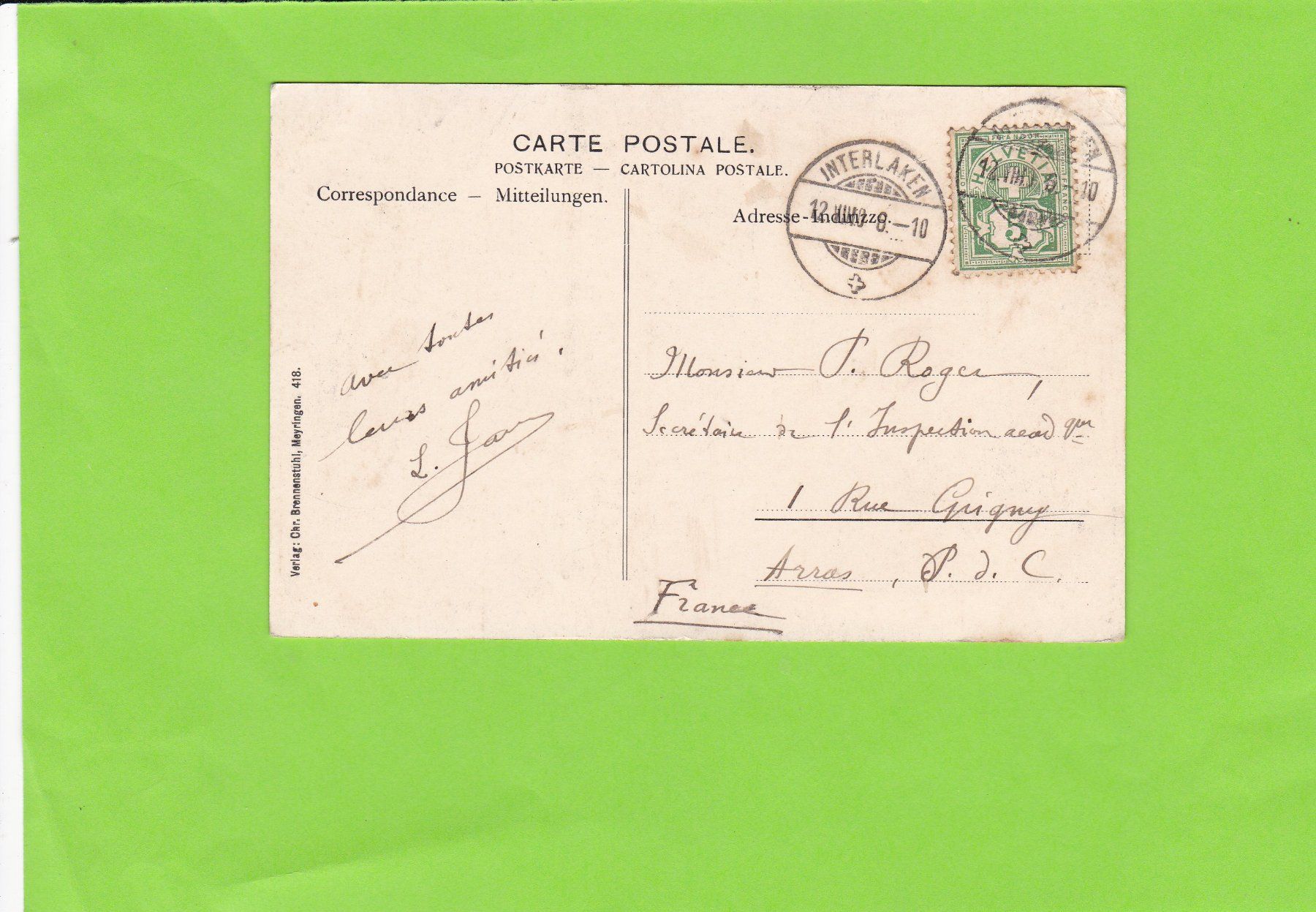 Cartoline postali: Meyringen-Aareschlucht – Usato da St. Peterzell venduto da neckertal 1