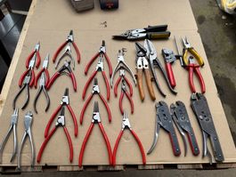 Grosser Werkzeugset 29 tlg. Knipex-Zangen, Schraubzwingen,