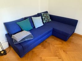 IKEA 3-Seater L-Shaped Corner Sofa Bed –Blue, with Storage