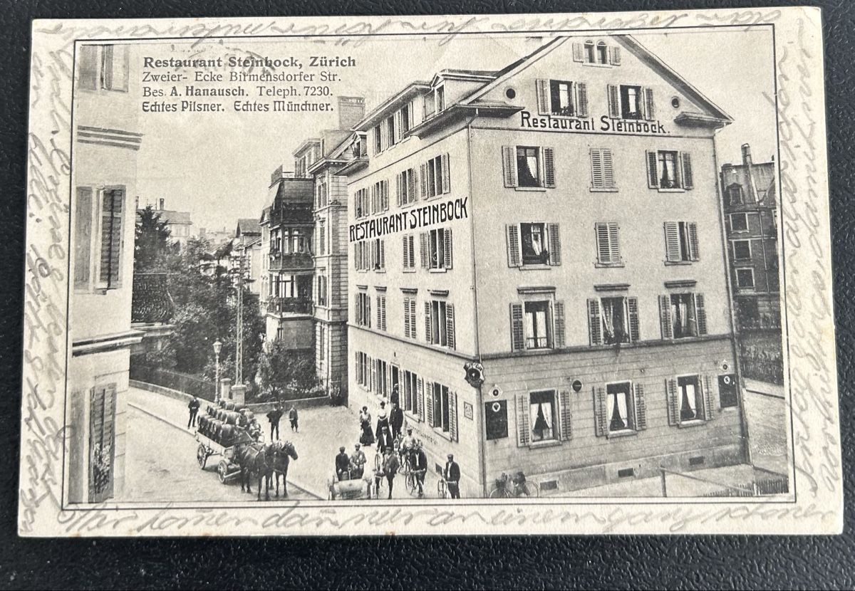 Cartoline postali: Zürich Restaurant Steinbock belebt  – Usato da Horw venduto da Tellbub