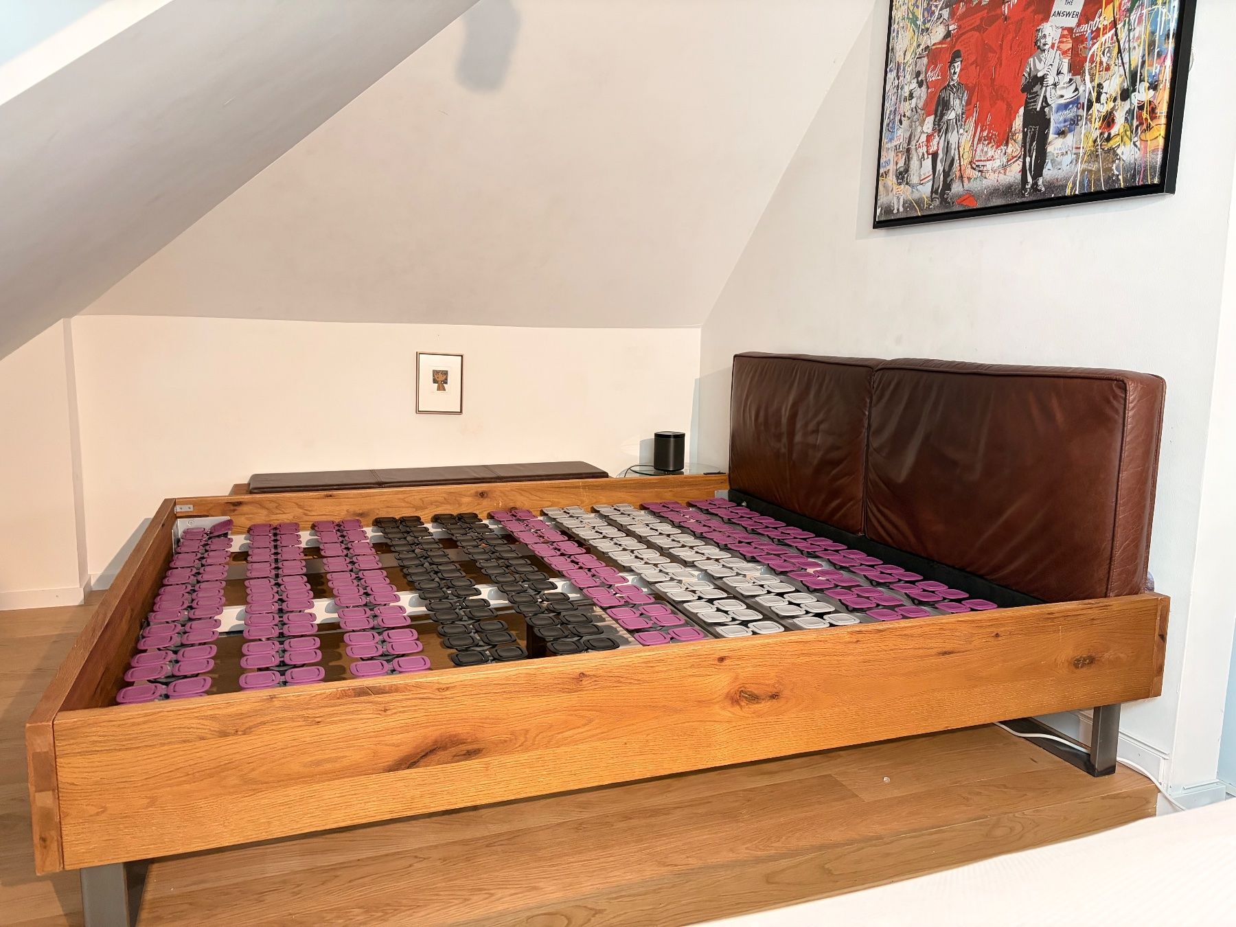 Hasena Letti: Hasena Bett Oak Alpinchic mit Lederkopfteil – Usato da Zürich venduto da rzuerich78