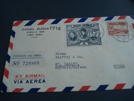 R-Flugbrief 1952 Peru-St Gallen, schön frankiert